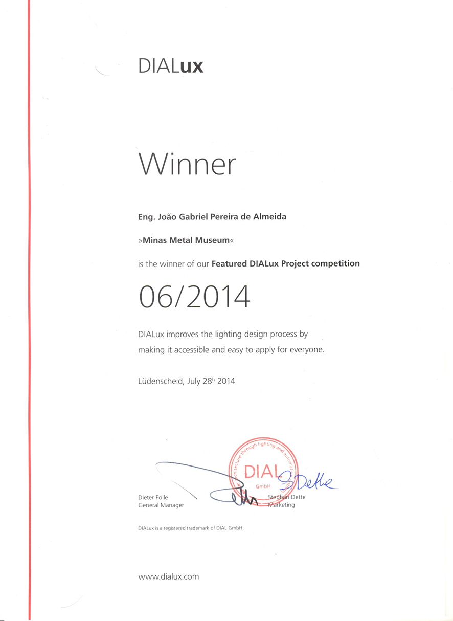 Certificado: Featured DIALux International Project Competition